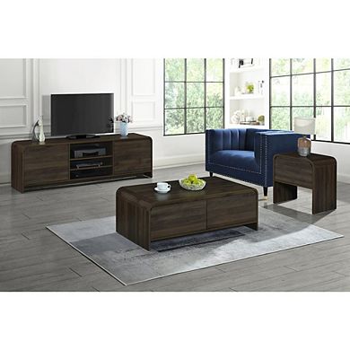 New Classic Furniture Mara 15.7 in Walnut Rectangular Wood End Table (Set of 2)