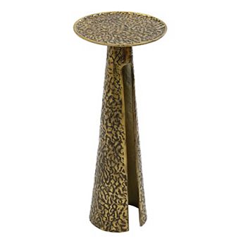 Arvyn 24" Side End Drink Table, Aluminum Cast Craftmanship, Antique Brass, Embossed Textured Finish