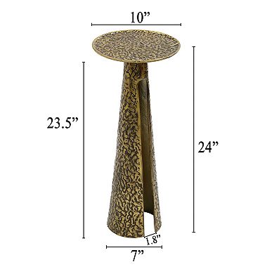 Arvyn 24" Side End Drink Table, Aluminum Cast Craftmanship, Antique Brass, Embossed Textured Finish