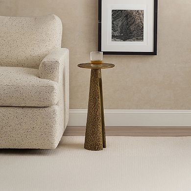 Arvyn 24" Side End Drink Table, Aluminum Cast Craftmanship, Antique Brass, Embossed Textured Finish