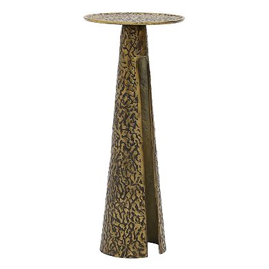 Arvyn 24" Side End Drink Table, Aluminum Cast Craftmanship, Antique Brass, Embossed Textured Finish