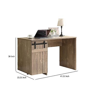 Fior Home Writing Desk, Wood, Faux Barn Door