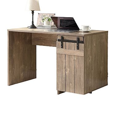 Fior Home Writing Desk, Wood, Faux Barn Door
