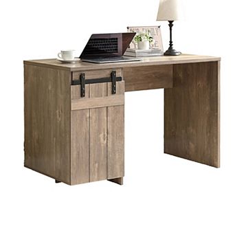 Fior Home Writing Desk, Wood, Faux Barn Door