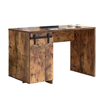 Fior Home Writing Desk, Wood, Faux Barn Door