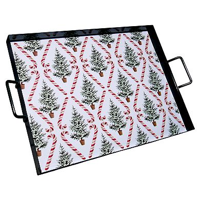 Discover Europe Aras Metal Tray with Holiday Design Table Decor