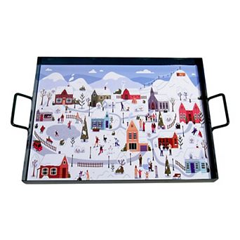 Discover Europe - Made in Turkey Aras Metal Tray with Winter Scene Table Decor