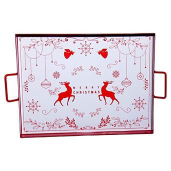 Discover Europe - Made in Turkey Metal Tray with Christmas Design Table Decor