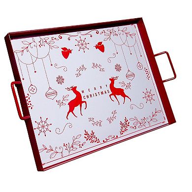 Discover Europe Metal Tray with Christmas Design Table Decor