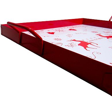 Discover Europe Metal Tray with Christmas Design Table Decor