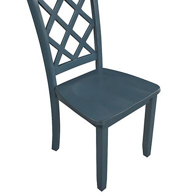 New Classic Furniture Trellis Wood Dining Chair (Set of 2), Blue