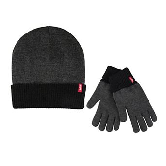 Men's Levi's® 2 pc Fold Over Knit Gloves & Reversible Beanie Set