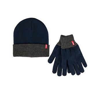 Men's Levi's® 2 pc Fold Over Knit Gloves & Reversible Beanie Set