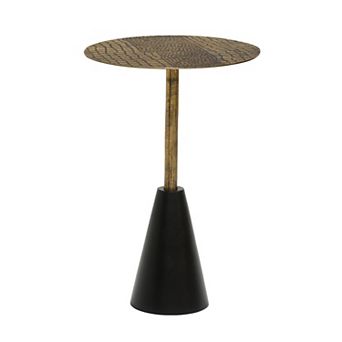 Zavra 21.5" Side End Drink Table, Aluminum Cast Craftmanship, Antique Brass with Crocodile Pattern