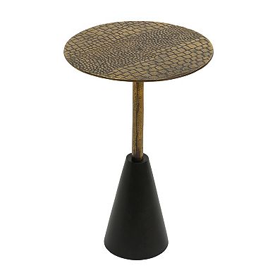 Zavra 21.5" Side End Drink Table, Aluminum Cast Craftmanship, Antique Brass with Crocodile Pattern