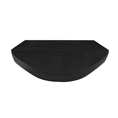 Joanie Coffee Table, 36" Square Top, Handcrafted Matte Black Mango Wood, Rounded Drum Base