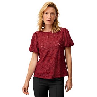 ellos Plus Size Short Sleeve Lace Tee