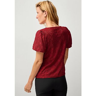 ellos Plus Size Short Sleeve Lace Tee