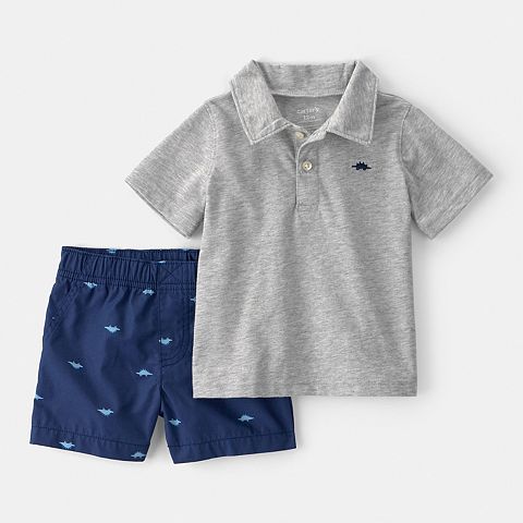 Boy Baby Boy Carter's 2 pc Dinosaur Polo & Shorts Set