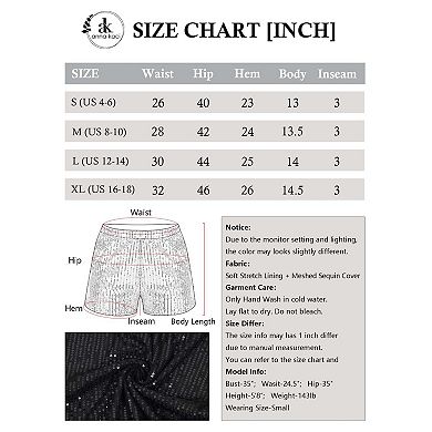 Women's Sequin High-Waisted Shorts with Star and Stripe Pattern