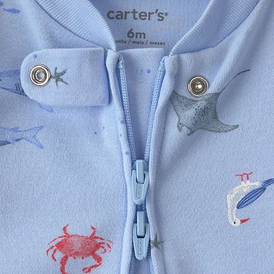 Baby Boy Carter's Sea Animals 2-Way Zip Cotton Sleep & Play Pajamas