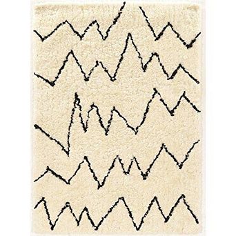 Linon MoroccoShag Tripoli Ivory & Black 2x8, Rug