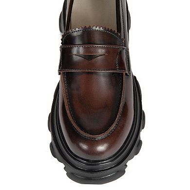 Women's Peny Brown Patent Leather Loafer By URBNKICKS