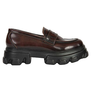 Women's Peny Brown Patent Leather Loafer By URBNKICKS