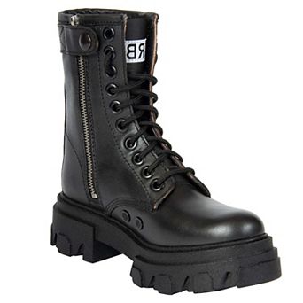 Women's Black Leather Combat Boots By URBNKICKS
