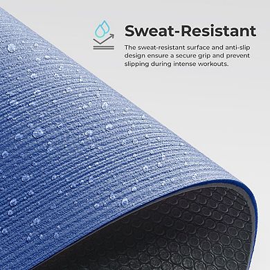 Sunny Health & Fitness Anti-Slip Dual Color Exercise Yoga Mat