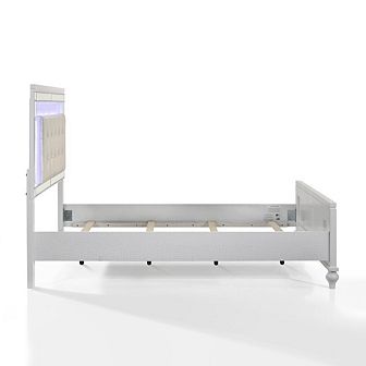 New Classic Furniture Furniture Valentine Solid Wood Full Size Lighted Bed in White