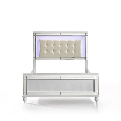 New Classic Furniture Furniture Valentine Solid Wood Full Size Lighted Bed in White