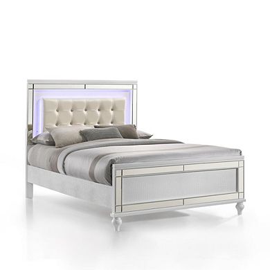 New Classic Furniture Furniture Valentine Solid Wood Full Size Lighted Bed in White