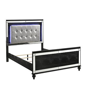 New Classic Furniture Furniture Valentine Solid Wood Full Size Lighted Bed in Black