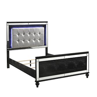 New Classic Furniture Furniture Valentine Solid Wood Twin Size Lighted Bed in Black