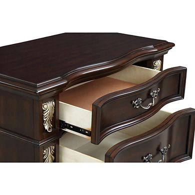 New Classic Furniture Furniture Maximus Solid Wood 3-Drawer Nightstand in Madeira