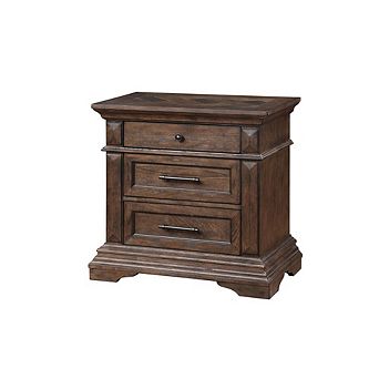 New Classic Furniture Furniture Mar Vista Solid Wood 3-Drawer Nightstand in Brushed Walnut