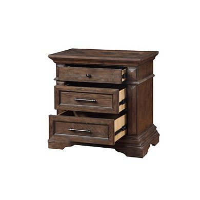 New Classic Furniture Furniture Mar Vista Solid Wood 3-Drawer Nightstand in Brushed Walnut