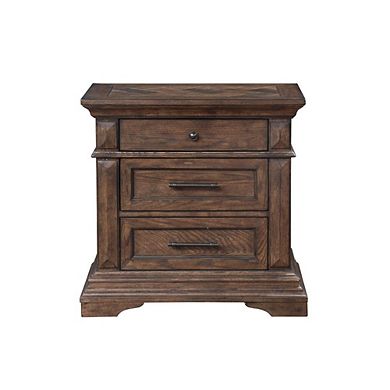 New Classic Furniture Furniture Mar Vista Solid Wood 3-Drawer Nightstand in Brushed Walnut