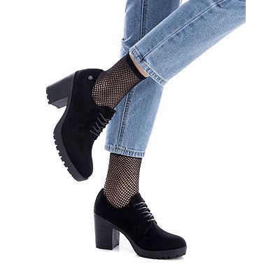 Women's Heeled Lace-Up Suede Oxfords By XTI 143514
