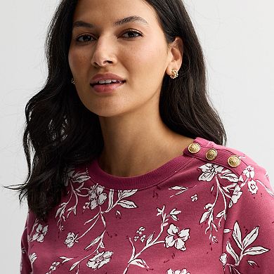 Women's Croft & Barrow® Gold Button Sweatshirt