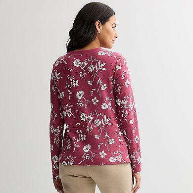 Women's Croft & Barrow® Gold Button Sweatshirt