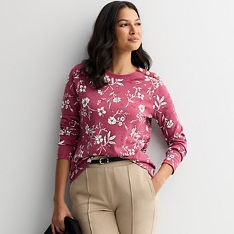 Women's Croft & Barrow® Gold Button Sweatshirt