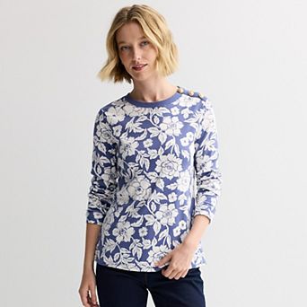 Women's Croft & Barrow® Gold Button Sweatshirt