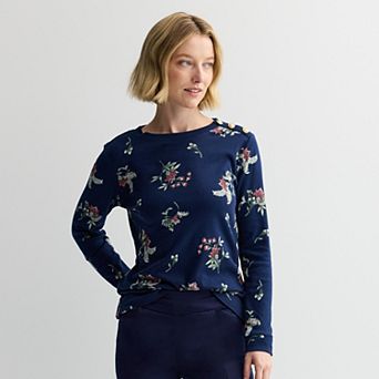 Women's Croft & Barrow® Gold Button Sweatshirt