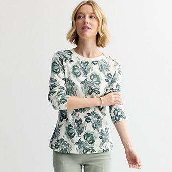 Women's Croft & Barrow® Gold Button Sweatshirt