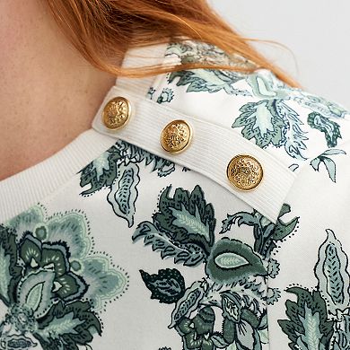 Plus Size Croft & Barrow® Gold Button Sweatshirt