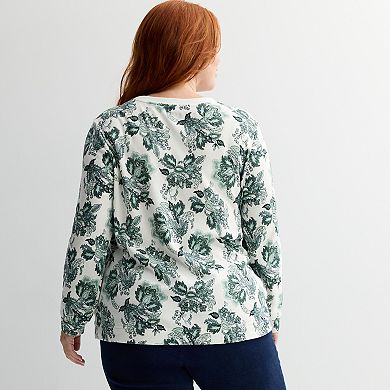 Plus Size Croft & Barrow® Gold Button Sweatshirt