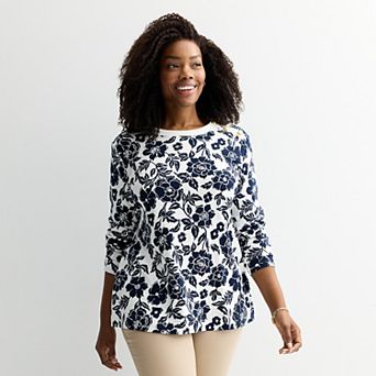 Plus Size Croft & Barrow® Gold Button Sweatshirt