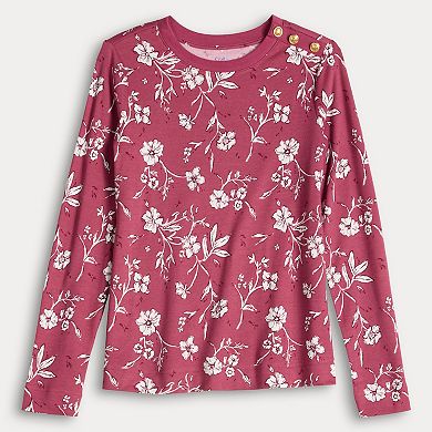 Petite Croft & Barrow® Gold Button Sweatshirt